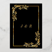ゴールドフォイルフローラ額縁ブラック結婚式招待状 箔招待状 (裏面)
