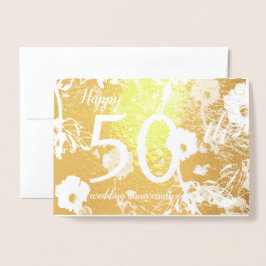 ゴールドフォイルフローラ50結婚thアニバーサリーカード 箔カード