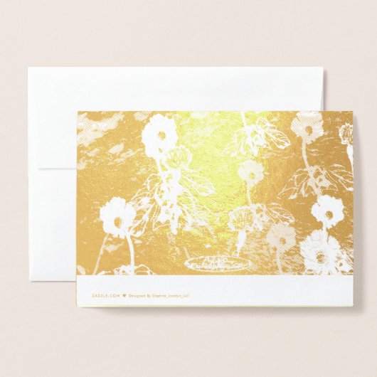 ゴールドフォイルフローラ50結婚thアニバーサリーカード 箔カード (裏面封筒付き)