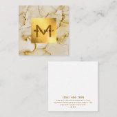 ゴールドフォイルブラウンベージュパーソナライズされた スクエア名刺 (正面/裏面)