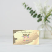 ゴールドフォイルブラシストロークスパークル爪、 ネイルポーランド 名刺 (スタンド正面)