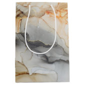 ゴールドフォイルブラックオレンジ抽象芸術大理石 ミディアムペーパーバッグ (正面)