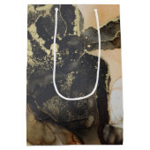 ゴールドフォイルブラックオレンジ抽象芸術大理石 ミディアムペーパーバッグ (裏面)