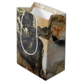 ゴールドフォイルブラックオレンジ抽象芸術大理石 ミディアムペーパーバッグ (裏面アングル)