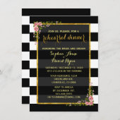 ゴールドフォイルブラックストライプのリハーサルディナー招待状 招待状 (正面/裏面)