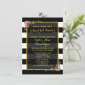 ゴールドフォイルブラックストライプのリハーサルディナー招待状 招待状 (スタンド正面)