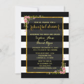 ゴールドフォイルブラックストライプのリハーサルディナー招待状 招待状 (正面)