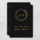 ゴールドフォイルブラックスパークルグラマーサークル招待状 招待状 (正面/裏面)