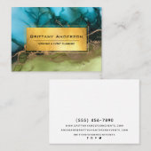 ゴールドフォイルブラックティール（緑がかった色）グリーンカスタム 名刺 (正面/裏面)