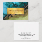 ゴールドフォイルブラックティール(緑がかった色)モダン抽象芸術カスタムブシン 名刺 (正面/裏面)