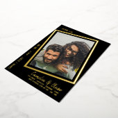 ゴールドフォイルブラックフォト結婚ズQRコード滴下フォイ 箔招待状 (回転した状態)