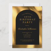 ゴールドフォイルブラックメンズアーモダンチ50誕生日 招待状 (正面)