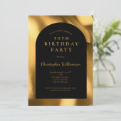 ゴールドフォイルブラックメンズアーモダンチ50誕生日 招待状 (スタンド正面)