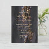 ゴールドフォイルブラックモノグラムシック結婚式招待状 招待状 (スタンド正面)