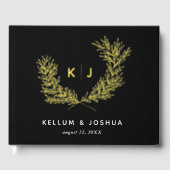 ゴールドフォイルブラック識別モノグラムゲストブック ゲストブック (正面)