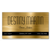 ゴールドフォイルブラック連絡バー マグネット名刺 (正面)