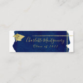 ゴールドフォイルブルー抽象芸術卒業ネームカード コーリングカード (正面)