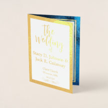 ゴールドフォイルブルー銀河系結婚式 プログラム