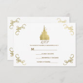 ゴールドフォイルプリンセスキャッスルストーリーブックRSVP 出欠カード (正面/裏面)