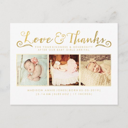 ゴールドフォイルベビーサンキューsip&seeポストカード 案内ポストカード (正面)
