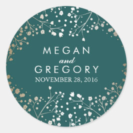 ゴールドフォイルベビーズブレスティール（緑がかった色）結婚ズ ラウンドシール