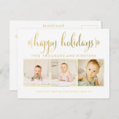 ゴールドフォイルベビー第1回クリスマスフォトフレーム葉書 ポストカード (正面/裏面)