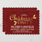 ゴールドフォイルホリークリスマスパーティー 招待状 (正面/裏面)