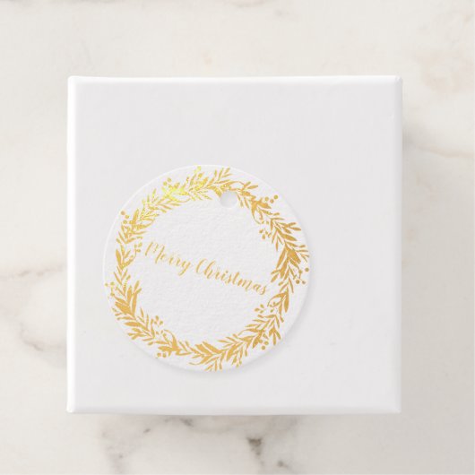 ゴールドフォイルホリーベリーリースメリークリスマス フェイバータグ (箱)