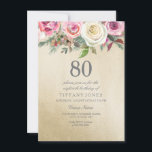 ゴールドフォイルホワイトピンクローズ80誕生日招待状 招待状<br><div class="desc">ゴールドフォイルホワイトピンクローズ80誕生日招待状美しいエレガントフローラ水色デザイン完全にカスタマイズパーソナライズされた/</div>
