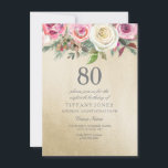 ゴールドフォイルホワイトピンクローズ80誕生日招待状 招待状<br><div class="desc">ゴールドフォイルホワイトピンクローズ80誕生日招待状美しいエレガントフローラ水色デザイン完全にカスタマイズパーソナライズされた/</div>