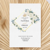 ゴールドフォイルホワイトフローライスラム結婚教徒 箔招待状