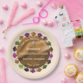 ゴールドフォイルホワイトローズ2025年卒業 ペーパープレート (パーティー)