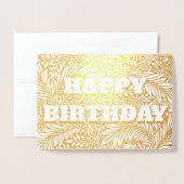 ゴールドフォイルボタニカルハッピーバースデー 箔カード (封筒付き正面)