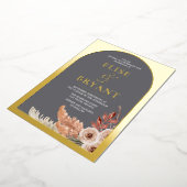 ゴールドフォイルボホモダンフローラ結婚ズ 箔招待状 (回転した状態)