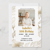 ゴールドフォイルマイルストーン誕生日招待状 招待状 (正面)