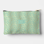 ゴールドフォイルミントグリーンレオパードモノグラムのプリント アクセサリーポーチ (裏面)