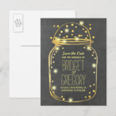 ゴールドフォイルメイスンジャー – 紙吹雪保存日付 案内ポストカード (正面/裏面)