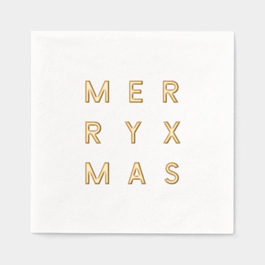 ゴールドフォイルメリークリスマスカクテルナプキンス 箔ナプキン (正面)