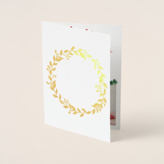 ゴールドフォイルメリークリスマスガーランドフォトカード 箔カード (正面)
