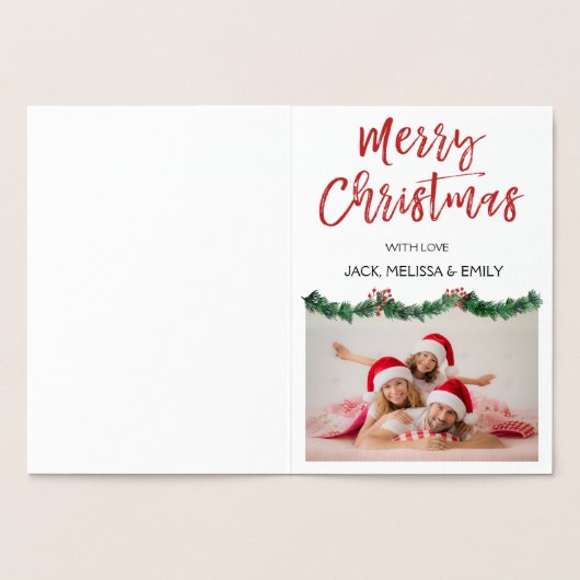 ゴールドフォイルメリークリスマスガーランドフォトカード 箔カード (内部)