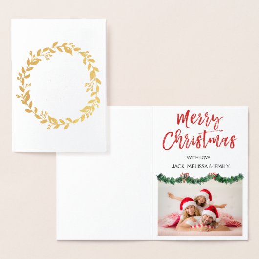 ゴールドフォイルメリークリスマスガーランドフォトカード 箔カード (ディスプレー)