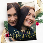 ゴールドフォイルメリークリスマススタイリッシュタイポグラフィ 箔シーズンカード