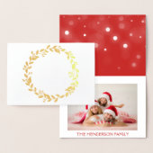 ゴールドフォイルメリークリスマススノーフォトカード 箔カード (ディスプレー)