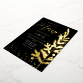 ゴールドフォイルメリークリスマスパーティーツリーゴールデン 箔招待状 (回転した状態)