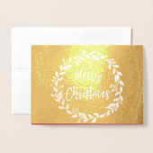 ゴールドフォイルメリークリスマスフォトリースカード 箔カード (封筒付き正面)