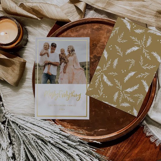 ゴールドフォイルメリークリスマスホリデーフォトカード 箔シーズンカード