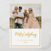 ゴールドフォイルメリークリスマスホリデーフォトカード 箔シーズンカード (正面)