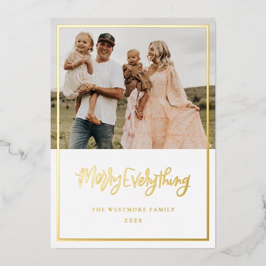 ゴールドフォイルメリークリスマスホリデーフォトカード 箔シーズンカード (正面)