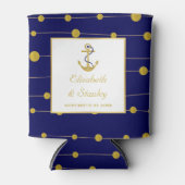 ゴールドフォイルモダンいかりネ航海のイ結婚・ブルー 缶クーラー (正面)