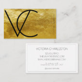 ゴールドフォイルモダンイニシャルシンプル 名刺 (正面/裏面)